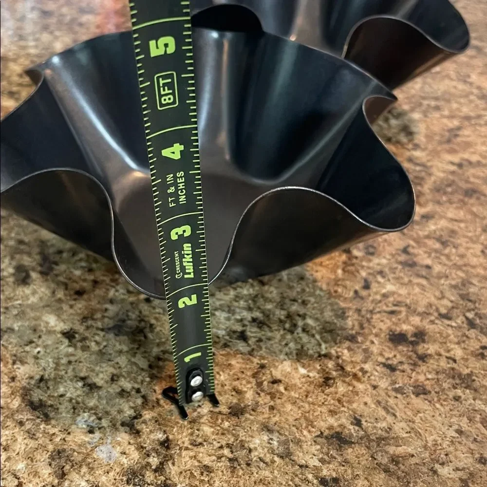 Set of 3 Nonstick Tortilla Shell Pans Fluted Taco Salad Bowl Molds Dark Gray